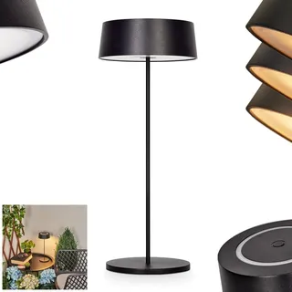 LED Außentischleuchte Kouvi, dimmbare Tischleuchte aus Metall/Kunststoff in Schwarz/Weiß, Tischlampe mit USB-C Anschluß, Akku, dimmbar über An-/Ausschalter, für Innen und Außen, IP54