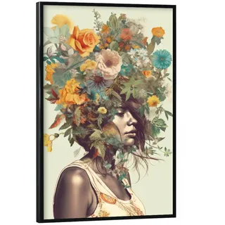 artboxONE Poster mit schwarzem Rahmen 30x20 cm Floral Sommer Frauen Blumenkopf - Bild Argo pop Art