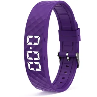 SGZIOO Vibrationswecker Armband Lila, Wecker Armband Vibration, Vibrationsarmband Wecker mit 8 Alarme, Leise Aufwachen,Schlafüberwachung,Trinkerinnerung, für Tiefschläfer, Erwachsene (Lila)