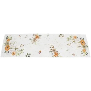 Home-trends24.de Tischläufer Kürbisse Tischdecke Deko Kürbisse Herbst Blätter 40x140cm weiß