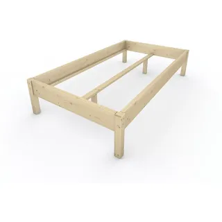 TUGA-Holztech Massivholzbett Holzbett Naturholzbett 120 x 220 cm 48 cm Bettgestell ohne Kopfteil, Br 70 80 90 100 120 140 160 180 200 Lg 200 220 H=38/48/58 cm 120 cm x 220 cm x 48 cm