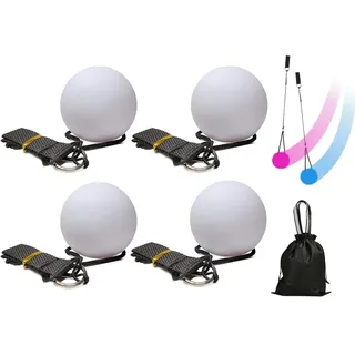 Anlising 4PCS LED Poi Bälle mit Regenbogen Farben und Strobe-Effekt, Verbesserte LED Poi Jonglierbälle Leuchtend, für Tanzen, Strand, Camping, Licht Shows, Raves Party