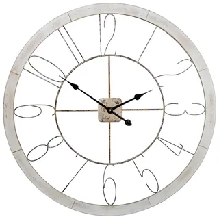 DRW Wanduhr aus Holz und Zeiger aus Aluminium in Natur und Schwarz, 80 x 4,5 x 80 cm