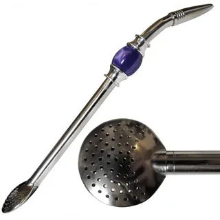 Exquisite Luxus brasilianisches Bomba mit Lila Bead – Bombilla für Yerba Mate