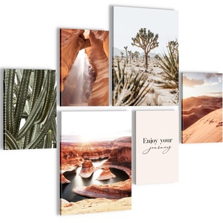 Novart Bilder Set - AUFHÄNGFERTIG - KEIN EXTRA RAHMEN BENÖTIGT - Landschaft Wüste Modern Natur - Wohnzimmer Schlafzimmer N024663a, 90 x 80 cm