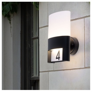 etc-shop Außen-Wandleuchte, LED-Leuchtmittel fest verbaut, Warmweiß, Wandleuchte Außen Wandlampe Hausnummer Außenleuchte schwarz
