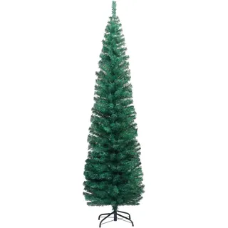 HOMIUSE Schlanker Künstlicher Weihnachtsbaum mit Ständer Grün 180cm PVC KüNstlicher Tannenbaum Kunstbaum Weihnachten Tannenbaum KüNstlich Mit Beleuchtung Mini Tannenbaum Christbaum KüNstlich