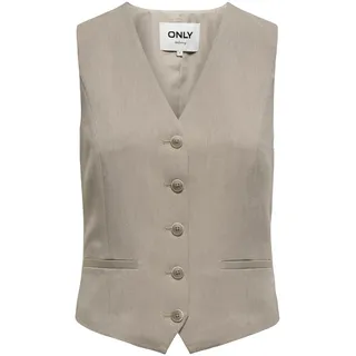 ONLY Damen Weste ONLIris-Hattie Anzugsweste Büro Business Damenweste einreihig 15331287 Taupe Gray Melange 36 - 36