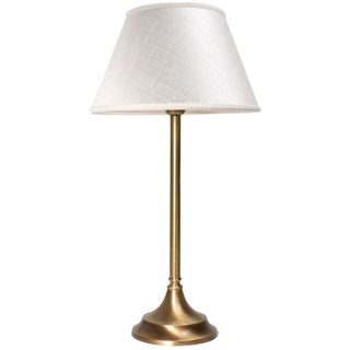 Nachttischlampe E14 36 cm Weiß Bronze aus Stoff Echt-Messing Klassisch Nachttischleuchte