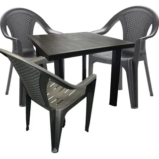 Mojawo Bistro Set 4-tlg. Anthrazit/Grau