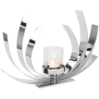 Kerzenleuchter FINK "AURORA, Weihnachtsdeko" Kerzenhalter Gr. B/H: 6 cm x 27 cm, silberfarben Windlichter Laternen mit drehbaren Elementen