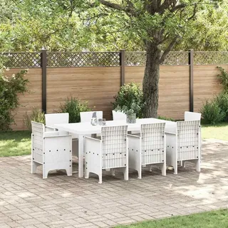 "2026 Promotion" Garten Essgruppe 9 pcs - Weiß Polt Rattan - Gartenmöbelset CC19977 - Weiß