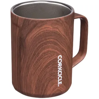 Corkcicle Marvel Captain America 3-fach isolierte Kaffeetasse, 473 ml | Bis zu 3 Stunden heiß, isoliertes Design, Edelstahl, Walnussholz-Finish, Komfortgriff, Fassungsvermögen: 473 ml