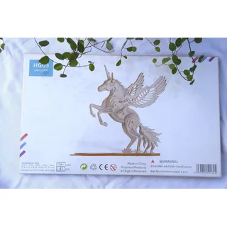 3D Puzzle Unicorn Holzpuzzle HG03 Bausatz Lasercut Einhorn Pferd Puzzle Holz