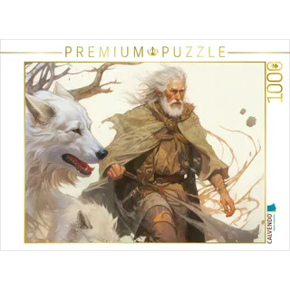 CALVENDO Puzzle EIN Druide mit seinen Wölfen | 1000 Teile Lege-Größe 64 x 48 cm Foto-Puzzle für glückliche Stunden