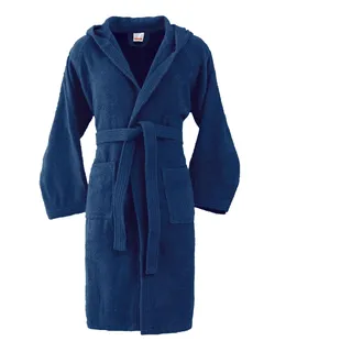 Bassetti Soft 360 g Bademantel mit Kapuze 100% Baumwolle Herren Damen Frottee Bademantel Plus Size - ITALY entworfen - Kollektion VIVIAN (INDIGO DC - XXL) - XXL