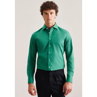 Businesshemd SEIDENSTICKER "Slim" Gr. 38, normale Ärmellängen, grün (smaragdgrün) Herren Hemden Langarm Slim Kentkragen Uni