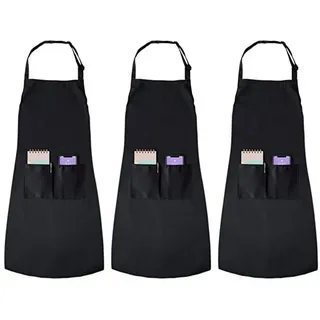 JOEJI’S KITCHEN Kochschürze Joejis Schwarze Schürze 3er-Pack Unisex-Kochschürze im Restaurant schwarz