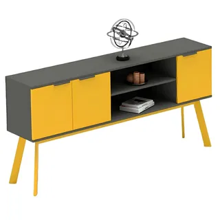 JVmoebel Sideboard Büroschrank mit Stauraum und Fächern in zeitlosem Design (1 St., Sideboard), Made in Europa gelb