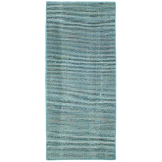 Wollteppich MORGENLAND "Kelim Teppich Arvin" Teppiche Gr. B/L: 80 cm x 200 cm, 10 mm, 1,6 m2, 1 St., blau (türkis) Kelimteppich Orientalische Muster