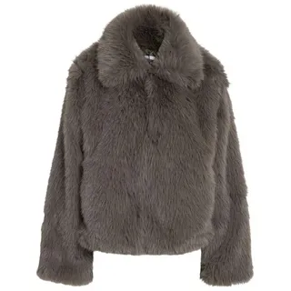 Noisy may Blouson Kuschelweich, stilvoll und trendig für für Damen (1-St) Normal Fit Rundhals Langarm Einfarbig wärmend Haken und Öse grau S (36)