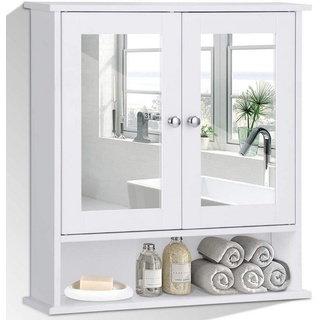 COSTWAY Spiegelschrank Badzimmerschrank mit höhenverstellbarer Ablage weiß