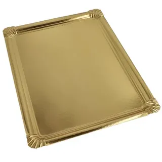 Papstar 180x Servierplatten, Pappe, PET-beschichtet eckig 34 x 45,5 cm gold Partyplatte