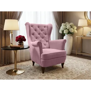 beautysofa Ohrensessel FALCO Chesterfield Textil 82 x 102 x 92 cm Rosa