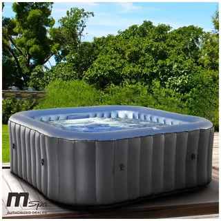 BRAST Whirlpool aufblasbar Tekapo für 4-6 Personen, aufblasbares Aufstellbecken, aufblasbarer Whirlpool, (In-Outdoor Pool 108 Massagedüsen Timer Heizung), Aufblasfunktion per Knopfdruck Bubble Spa Wellness Massage blau eckig | 158 cm x 158 cm x 68 cm