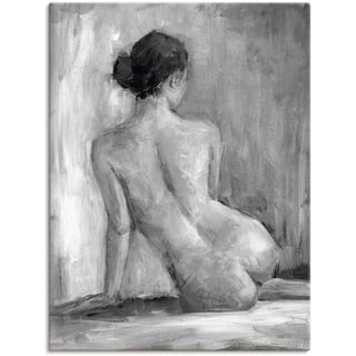 Wandbild ARTLAND "Figur in schwarz & weiß I" Bilder Gr. B/H: 60 cm x 80 cm, Leinwandbild Frau Hochformat, 1 St., grau Kunstdrucke