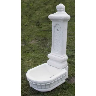 Casa Padrino Jugendstil Wandbrunnen Weiß H. 122 cm - Prunkvoller Gartenbrunnen - Gartendeko Stein Brunnen - Barock & Jugendstil Garten Deko Accessoires