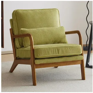 LuxusKollektion Cocktailsessel Sessel Cocktailsessel Loungesessel Ohrensessel Massivholz Grün grün