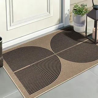 Capslpad Fußmatte außen und Innen 60 x 90 cm, Jute Aussehen rutschfeste Schmutzfangmatte Dünne Türmatte, Waschbar Fussmatte Aussen für Haustür, Eingangsbereich, Balkon