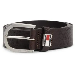 Tommy Jeans Ledergürtel TJM RYAN 3.5 Größenverstellbar mit genarbtem Finish braun 100