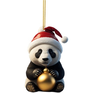 Weihnachtsdeko Innen Weihnachtskugeln Niedlicher Cartoon-Panda-Weihnachtsmuster-Druck zum Aufhängen, Weihnachtsbaum-Anhänger, Weihnachtsbaum-Anhänger, Heimdekoration, Fensterbank, (C, One Size)