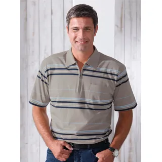 Poloshirt HAJO "Poloshirt", Herren, Gr. 56/58, beige, 62% Baumwolle, 38% Polyester, gemustert, gestreift, ohne Ausschnitt, Shirts