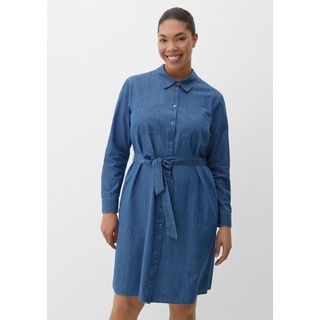 TRIANGLE Maxikleid Denim Kleid mit abnehmbarem Bindegürtel Stickerei blau