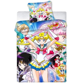 HNSRYLQX Sailor Moon Anime Bettwäsche 135x200, Baumwolle 100% Mikrofaser Mit Kissen - Geeignet Für Jugendliche Mädchen, Sailor Moon Staffel 1 (11,135x200cm)