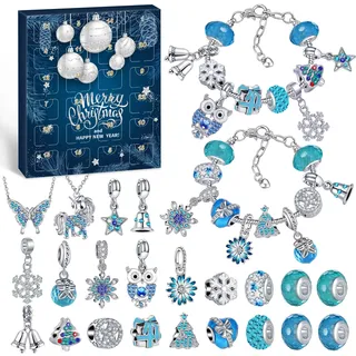 Hymarvo Adventskalender 2026 Kinder Mädchen, Weihnachtskalender Schmuck Basteln Mädchen, 24 Füllung Adventskalender Schmuck Armbänder Halsketten Kit Weihnachten Geschenk Mädchen 6 7 8 9 10 11 12 Jahre