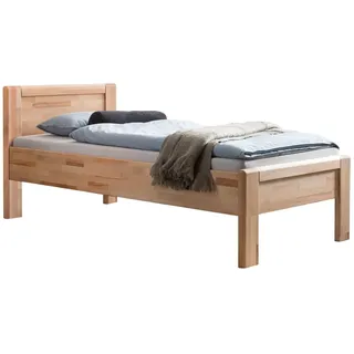 HOMELIV. Ewen Seniorenbett Massivholzbett 100x200 cm Komforthöhe aus geölter Kernbuche, Natur, mit Auflageleisten, 48 cm Einstiegshöhe, Belastbarkeit: 160 kg, Bettgestell