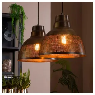 famlights Pendelleuchte Pendelleuchte Evelina aus Metall in Bronze-matt 2xE27 braun