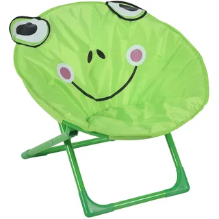 Relaxdays Moonchair Kinder, Frosch, faltbar, HxBxT: 47 x 50 x 48 cm, Kinderstuhl draußen & drinnen, Kindersessel, grün