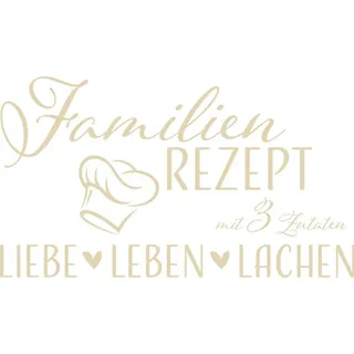 GRAZDesign Wandtattoo Wohnzimmer Familie Familienrezept mit 3 Zutaten, Lustig Sprüche Flur, Küche, Wandaufkleber selbstklebend, Wandsticker modern, 70x40cm, 082 beige
