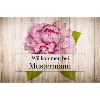 Manutextur Fußmatte mit Namen - Motiv Blume - viele Motive - Schmutzfangmatte personalisiert - Größe 50x80 cm - persönliches & individuelles Geschenk