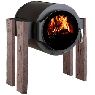 Kanuk Kaminofen Kaminofen Kanuk® STAND Wood Eiche rustikal, 8 kW schwarz