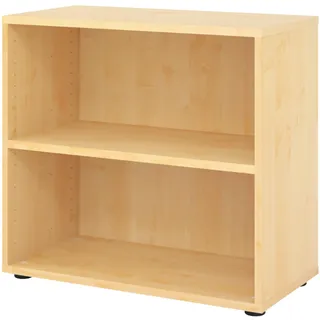 bümö Regal Ahorn, Standregal aus Holz für 2 Ordnerhöhen - Bücherregal klein 80 cm breit, Aktenregal für Ordner & Bücher, kleines Büroregal, Holzregal, Ordnerregal, Buchregal Dachschräge
