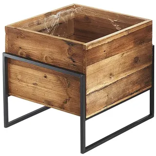 Kobolo Blumentopf Übertopf Pflanztopf - Holz und Metall schwarz Gr2 braun