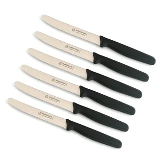 Marsvogel - 6 Stück Tafelmesser mit Wellenschliff - PP Schwarz - Made in Solingen