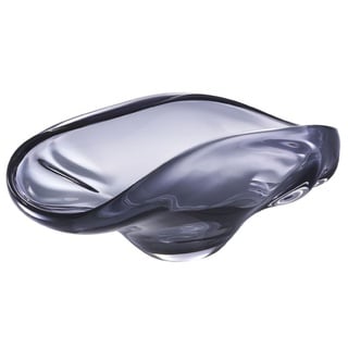 Casa Padrino Luxus Glasschale Grau 22 x 14 x H. 10,5 cm - Designer Deko Schale - Obstschale aus mundgeblasenem Glas