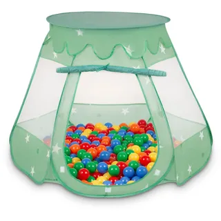 Selonis Baby Spielzelt Mit Plastikbällen Zelt 105X90cm/300 Stück Bälle Plastikkugel Kinder, Minze:Gelb/Grün/Blau/Rot/Orange